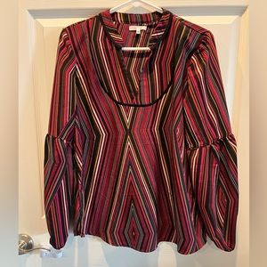 Womens Maurices Top Size M Multi Colors Long Sleeve Elastic Cuffs